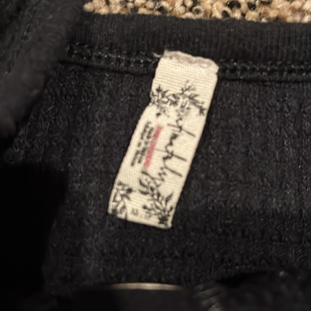 Free People Black Waffle Knit Crop Top, NWOT - Picture 4 of 5